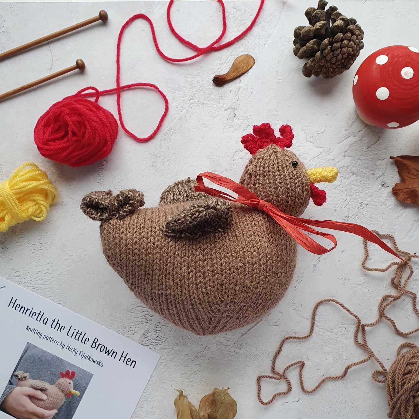 Henrietta the Little Brown Hen bird knitting kit